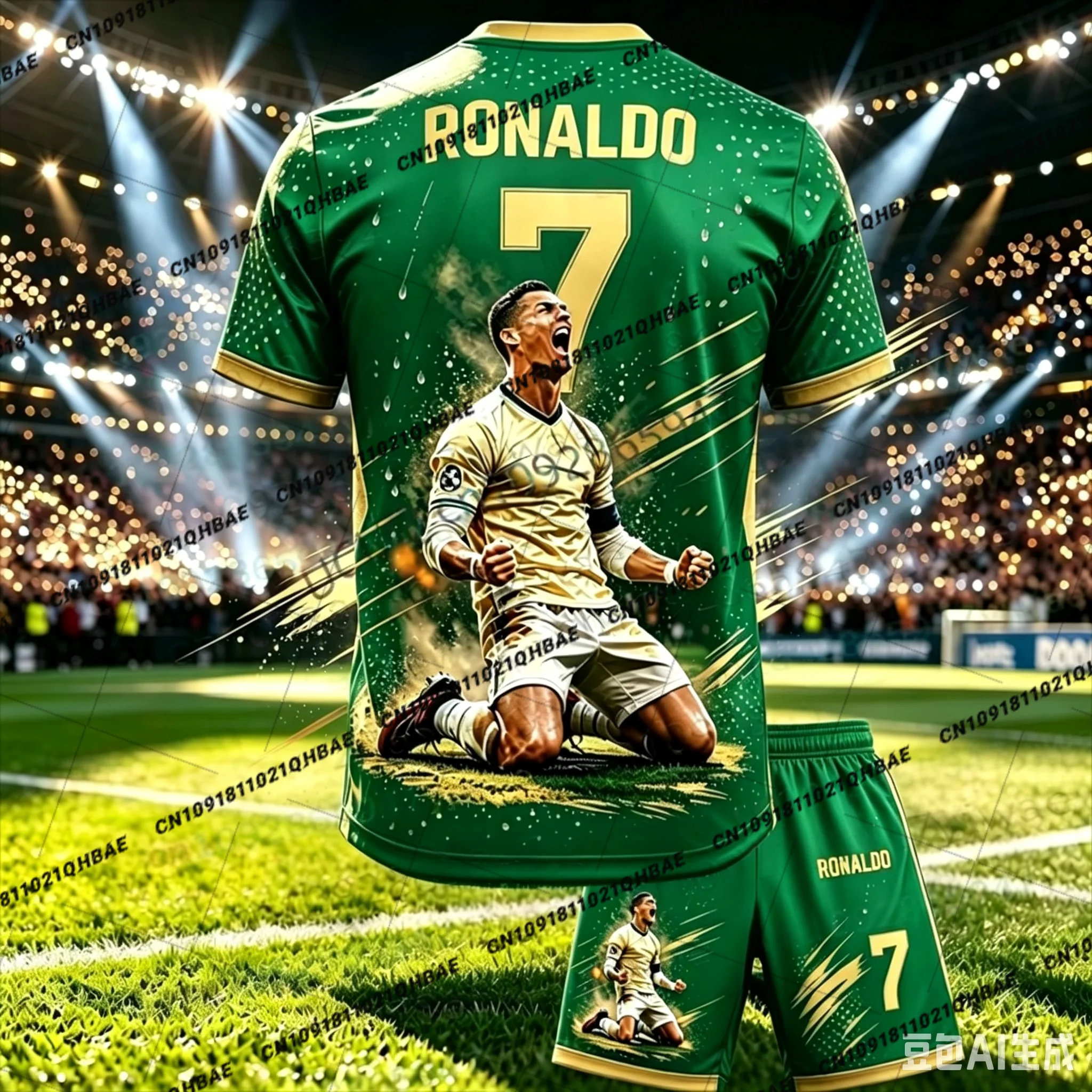 Neue Sonderedition Ronaldo Fans Fußballtrikot T-Shirt Shorts Set Damen Herren Sportbekleidung Sommer Casual Kinder T-Shirt Set 2-teiliges Set – Detail 8