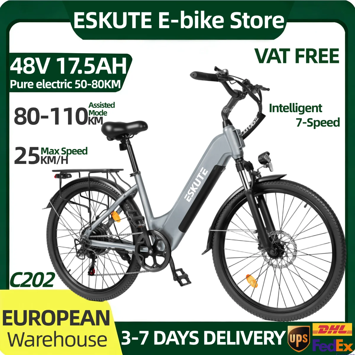 ESKUTE C202 48V 17,5AH Elektrofahrrad für Erwachsene, 26*2,1 Zoll Reifen …