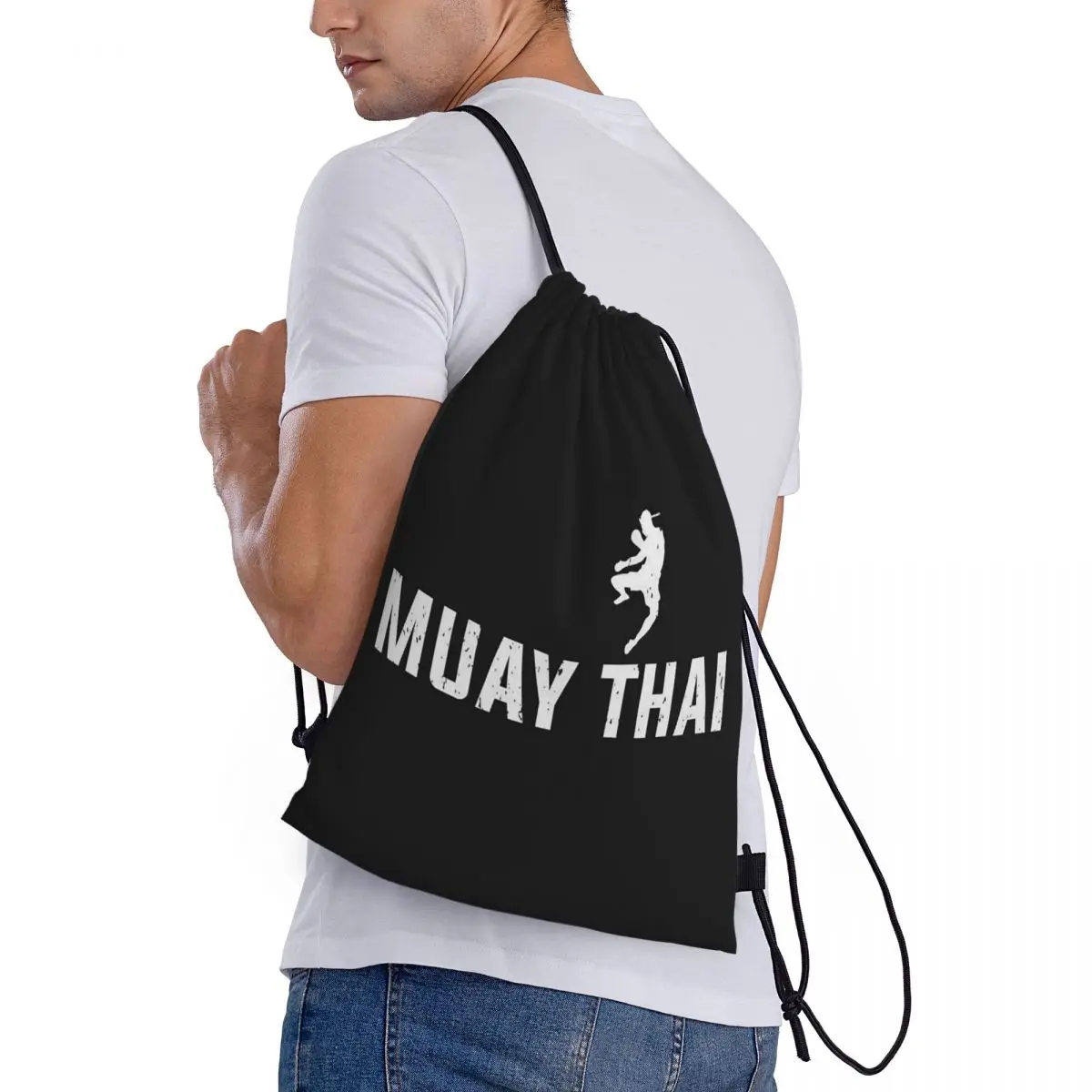 

Muay Thai Gloves Thailand Boxing Fighter College Backpacks Drawstring Bags Shoes Bag Book Bags for Travel Students