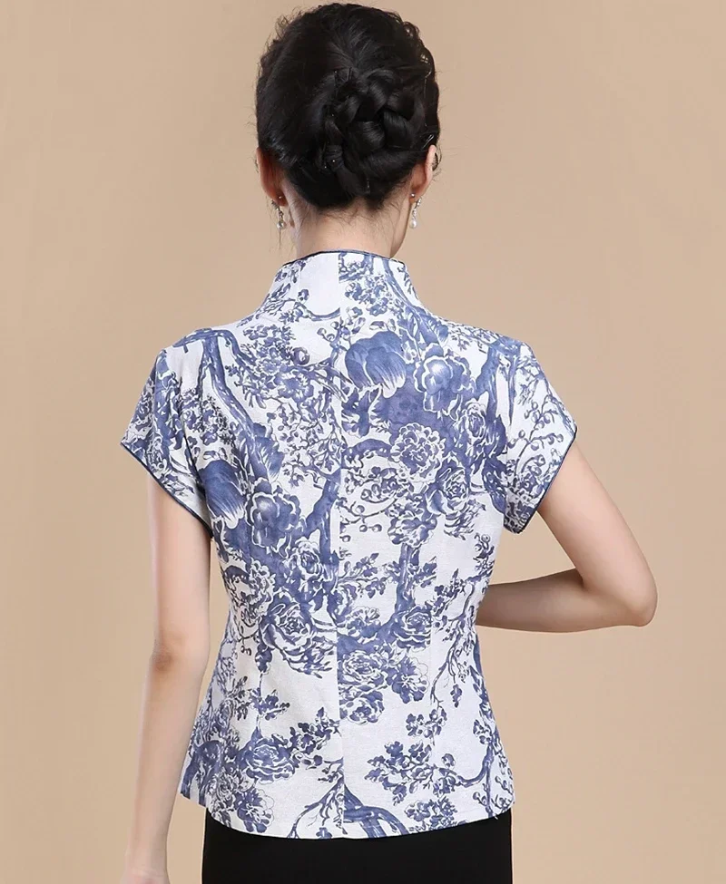 

Tang suit women shirt summer traditional Chinese clothing for women cotton and linen fashion slim cheongsam tops women clothing