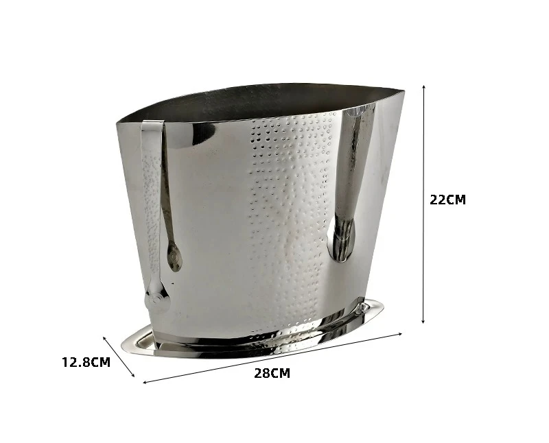 Stainless steel thickened hammer point ice bucket cone ice bucket bar KTV club dinner champagne beer bucket