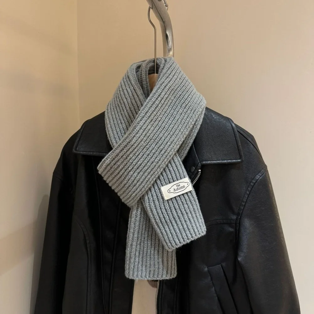 

Новый вязаный утеплитель для шеи, ветрозащитный теплый шейный платок, однотонный универсальный вязаный шарф для спорта на открытом воздухе