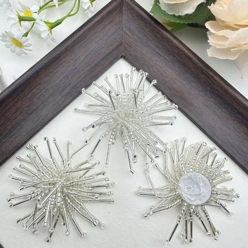 Handmade 3D Flower Tube Beads Sew On Patch Sewing Embellishments for Denim Jacket Jeans Decor
