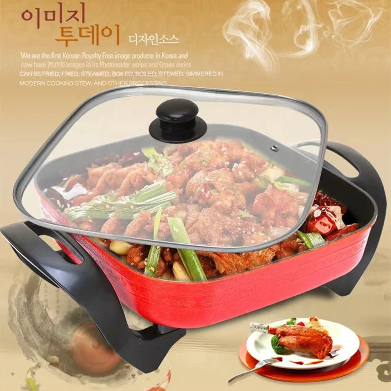 hot selling portable Korean style square 5L electric cooker healthy kitchen nonstick  pot ware electric caldron for dormitory