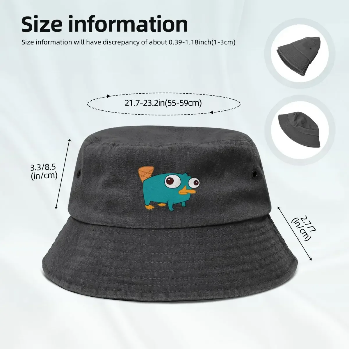 Agent P 페리 오리너구리 양동이 모자, 패션 자외선 차단 모자, 남성 여성