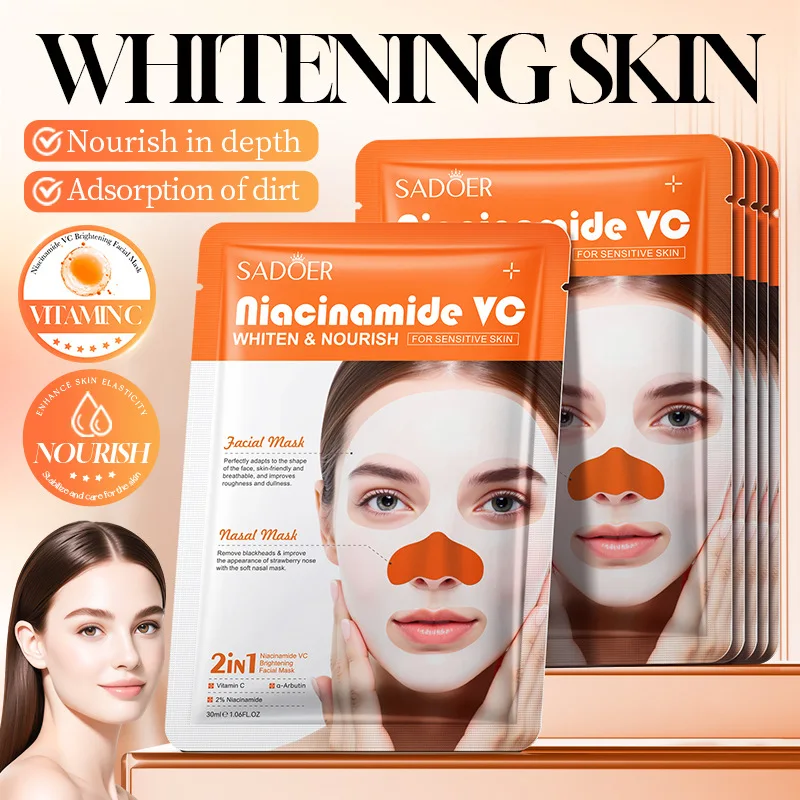 

2026 new model Nicotinamide VC Whitening and Brightening facial mask Nasal Mask 2 in 1,shrink pores,deeply cleanremove blackhead