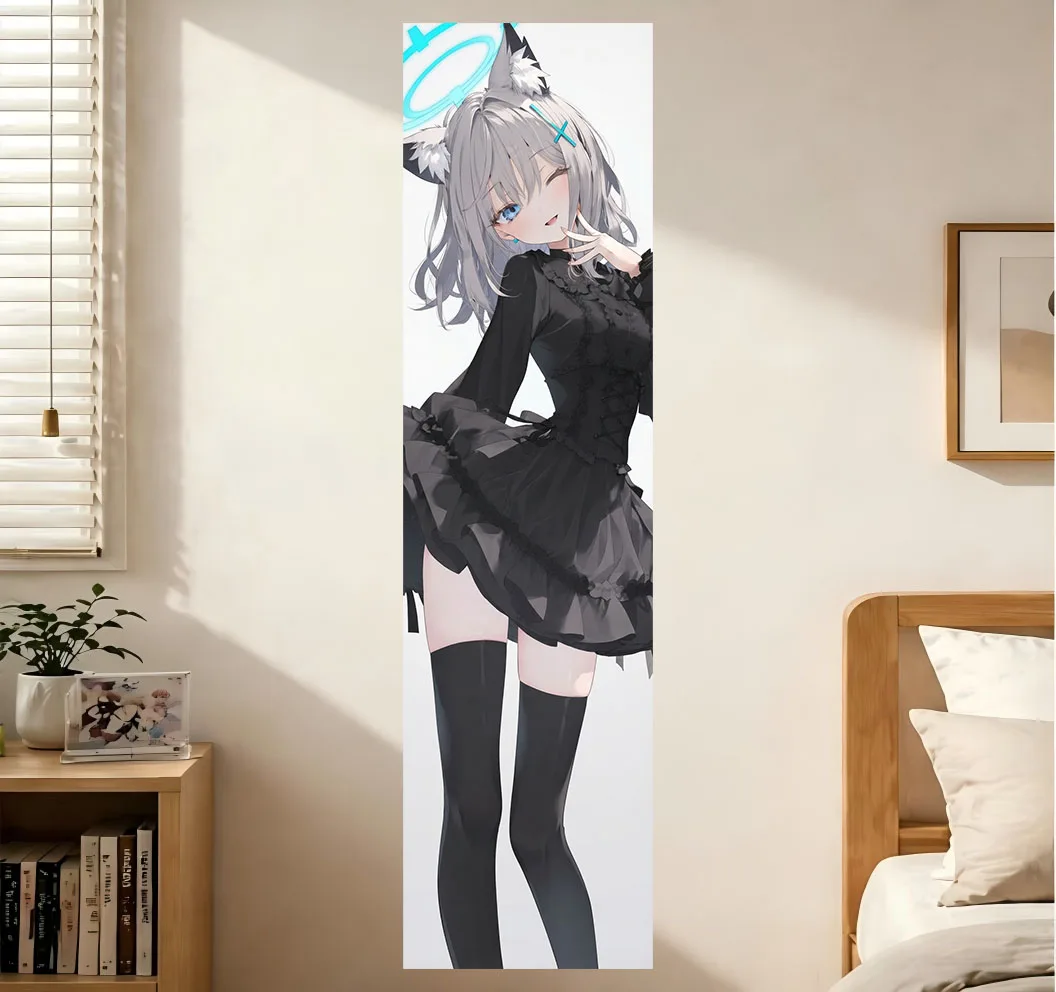 Neko Girl Tapestry Fox Ear Halo Black Gothic Lolita Anime Wall Hanging Polyester Bedroom Dorm Background Manga Room Decor Gift