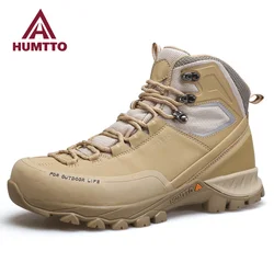 HUMTTO-Chaussures de trekking imperméables pour hommes, bottes de randonnée en plein air pour hommes, baskets d'escalade, bottes de rinçage de sécurité en cuir, designer de luxe