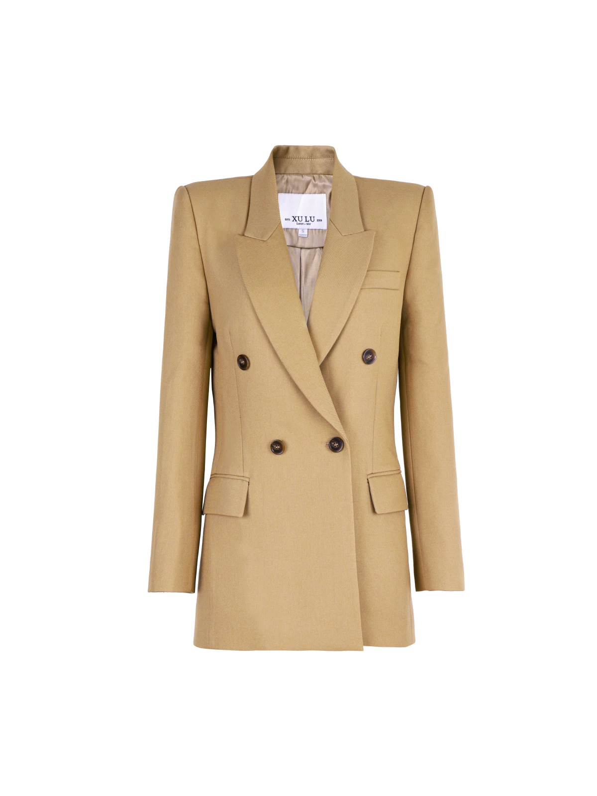 XULU Oryginalny Płaszcz w Kolorze Khaki, Wysokiej Jakości, Jesienno-Zimowy, Nowy, Elegancki, Do Pracy, Luksusowy, Dopasowany, Długi Rękaw, Proste Ramiona