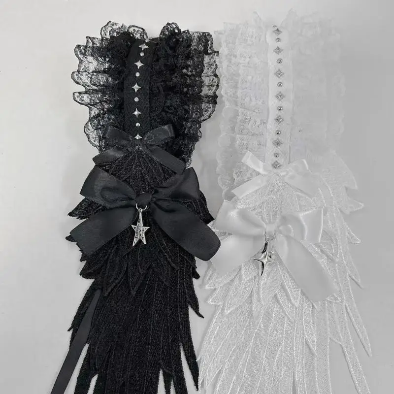 

39BD головной убор в стиле аниме с кружевной отделкой в ​​стиле панк с крыльями ангела для женщин и девочек, вечерняя вечеринка