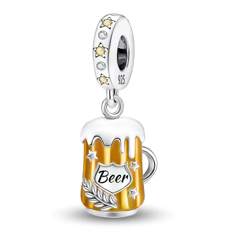 925 Sterling Silver Lemon Town Summer Camera Beer Casual Series Bead Fit DIY Bracelet Making Gift Of High Quality Fine Jewelry