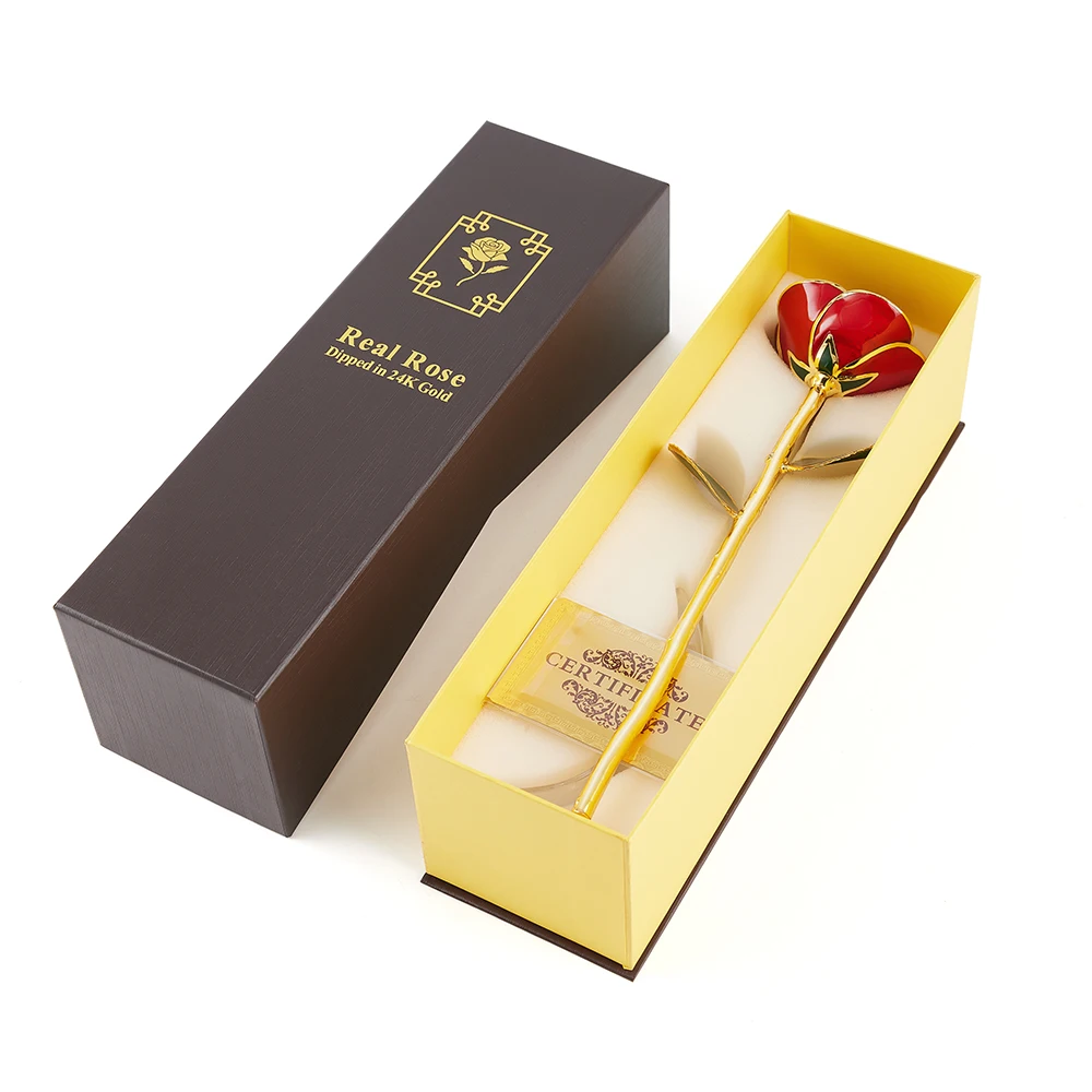 24K Gold Dipped Real Rose Set 5Colors Teal Black Blue Red Purple with Luxury Gift Box Valentine's Day Anniversary Birthday Gifts