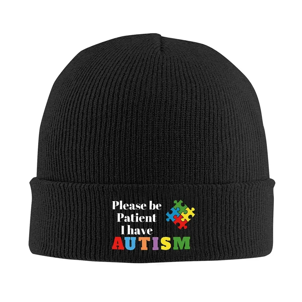 1pc Please Be Patient I Have Autisms Beanie Hats Comic Knitting Hat Outdoor Sport Head Wrap Adult Caps Bonnet Hats Gift
