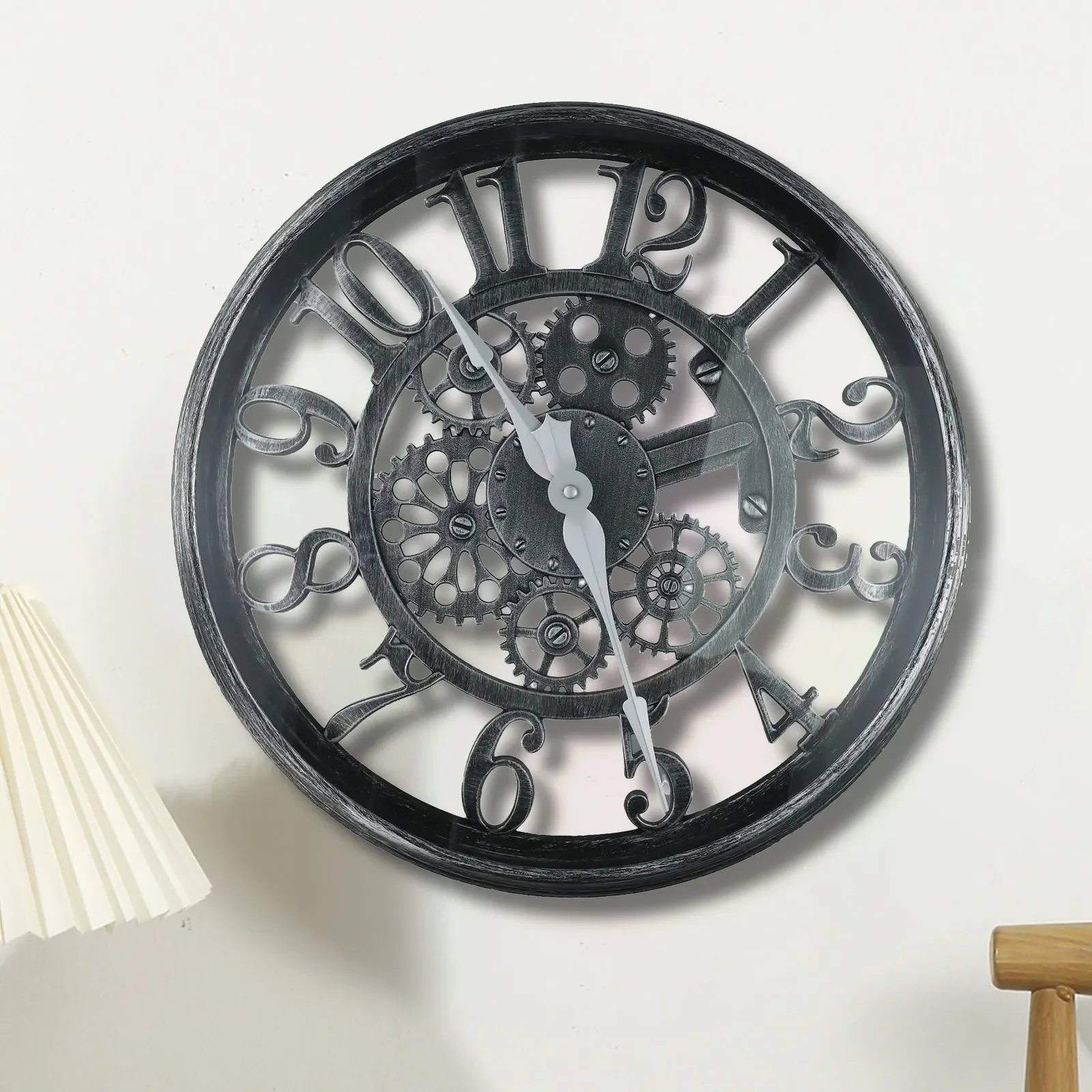 Home Decor Clock Garden Wall Clock Outdoor Decoration Plastic Material Versatile Weatherproof Attractive Effect