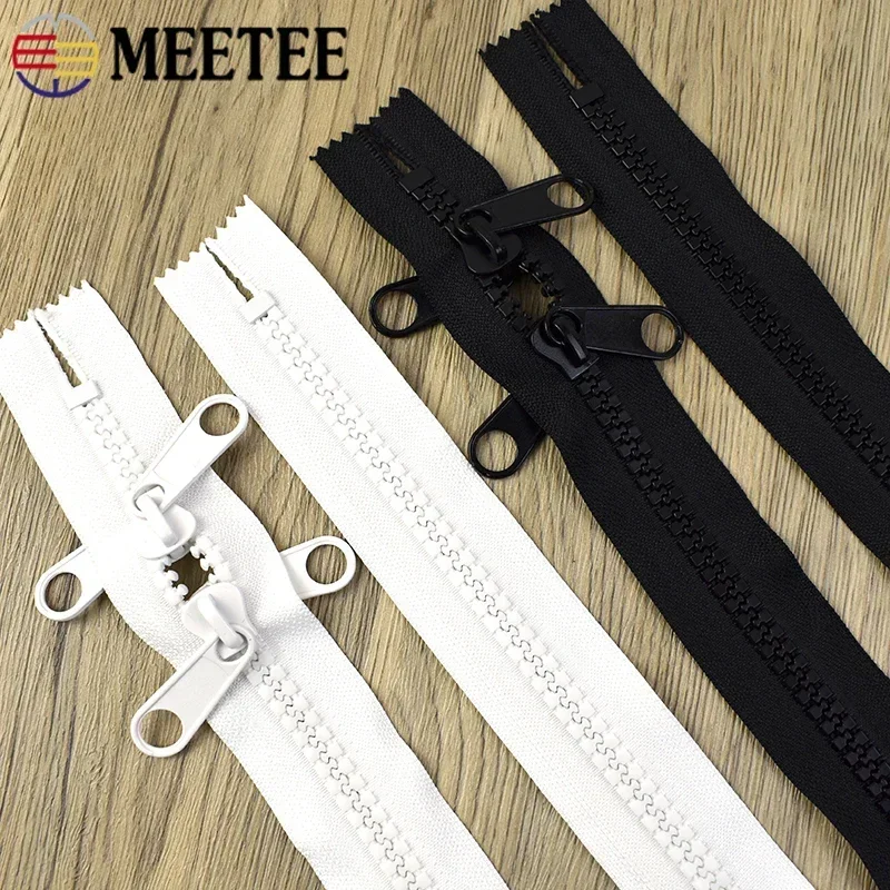 Meetee 10# Resin Zipper 100-600cm Decorative Double Sliders Close End Zip for Tent Bag Outdoor Long Zips DIY Sewing Accessories