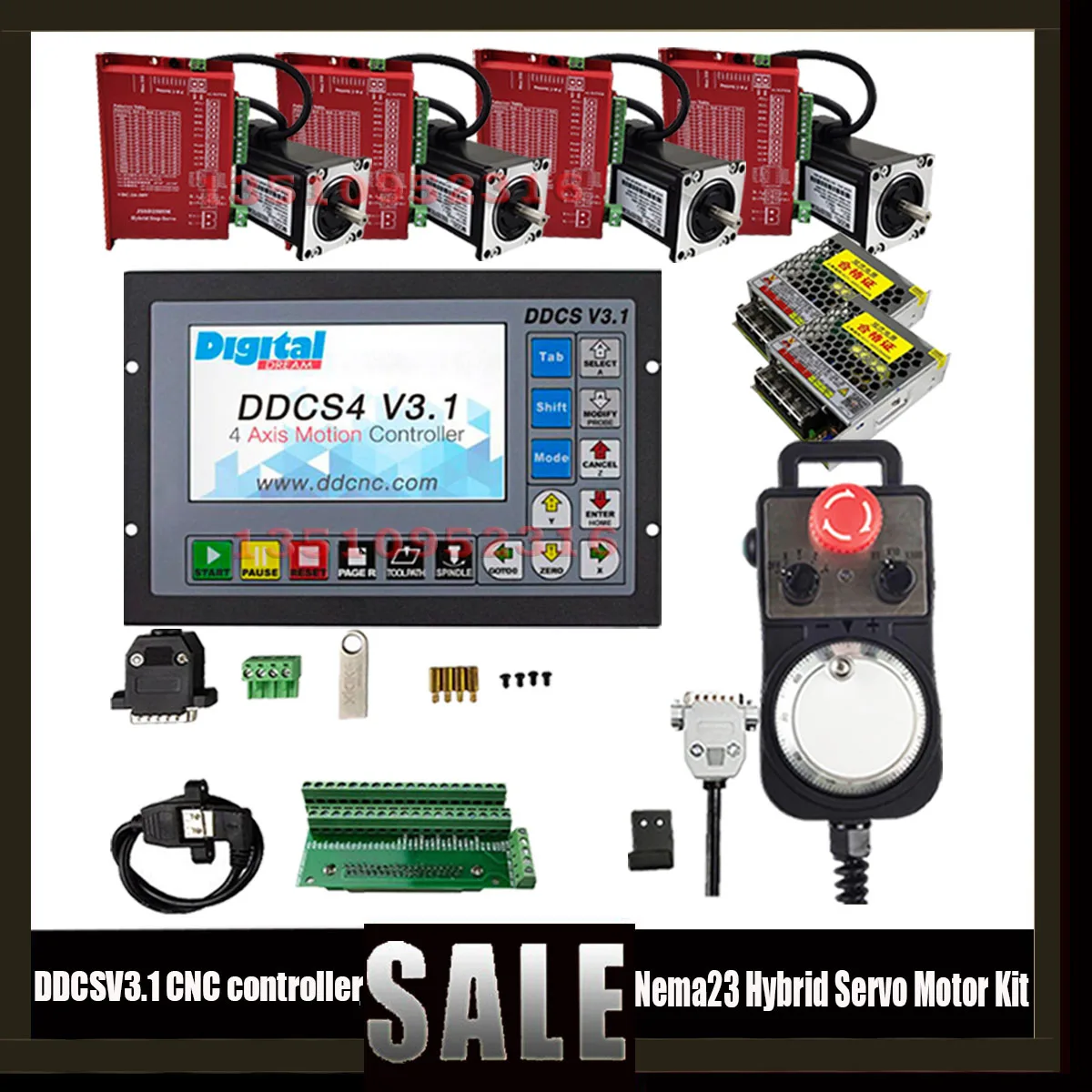 Ddcsv3.1 4 Axis Cnc Offline Controller 500khz G Code Mach3 Usb Controller Nema23 Hybrid Servo Motor Kit 4/6 Axis Mpg 75w24v