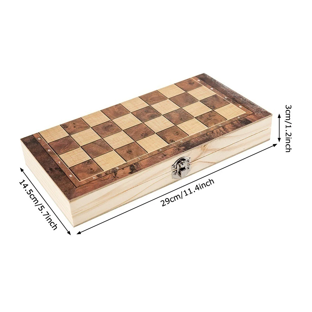 International Chess 3-in-1 Wooden Chess Set Toy Educational Brain Training Folding Board Game for Children High-end Gift