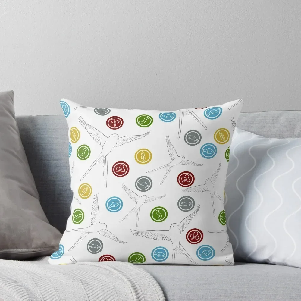 Wingspan Food Token And Bird Logo Pattern Design Throw Pillow pillow pillowcase Christmas Pillow Cases