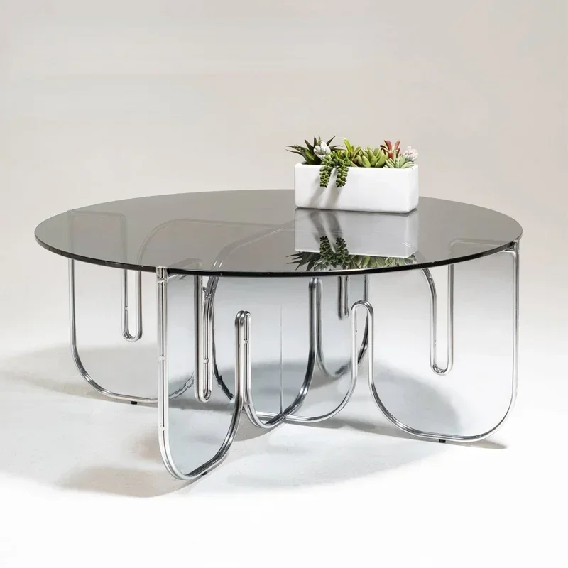 Acrylic Tea Table Creative Personality Advanced Light Luxury Transparent Glass round Living Room Modern Tea Table