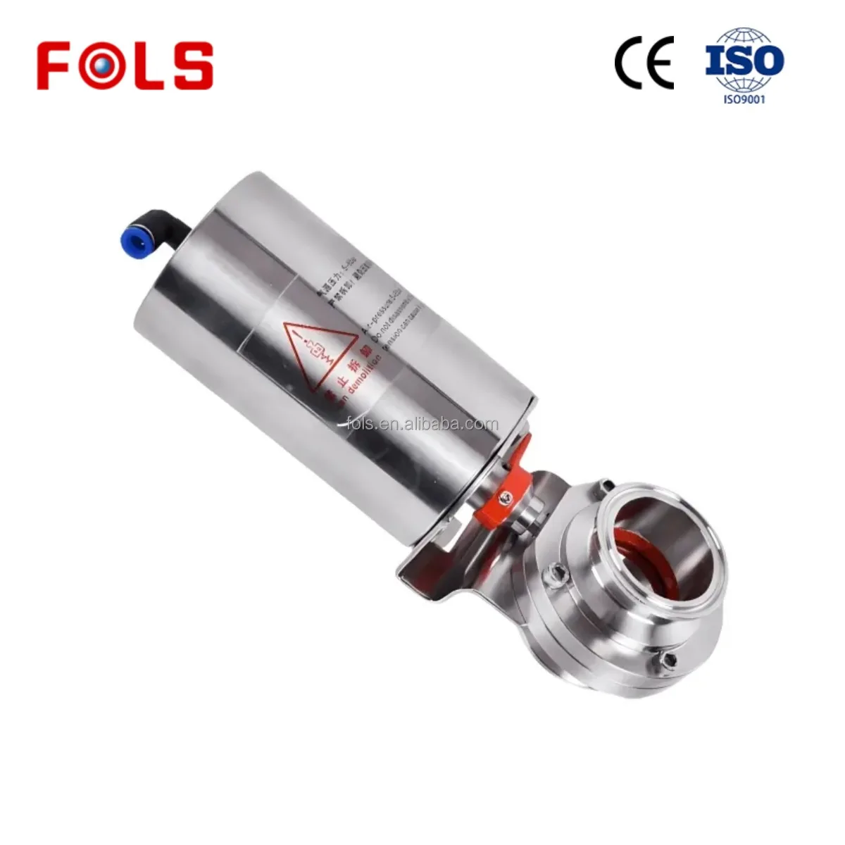 Pneumatic Vertical Sanitary Butterfly Valve | Laboratory Application Anitary Seal, No Dead Corners, Easy to Install and Remove