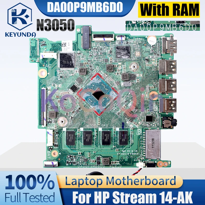 DA00P9MB6D0 For HP  Stream 14-AK Notebook Mainboard 905304-001 L06655-001 SR29H N3050 With RAM Laptop Motherboard Full Tested