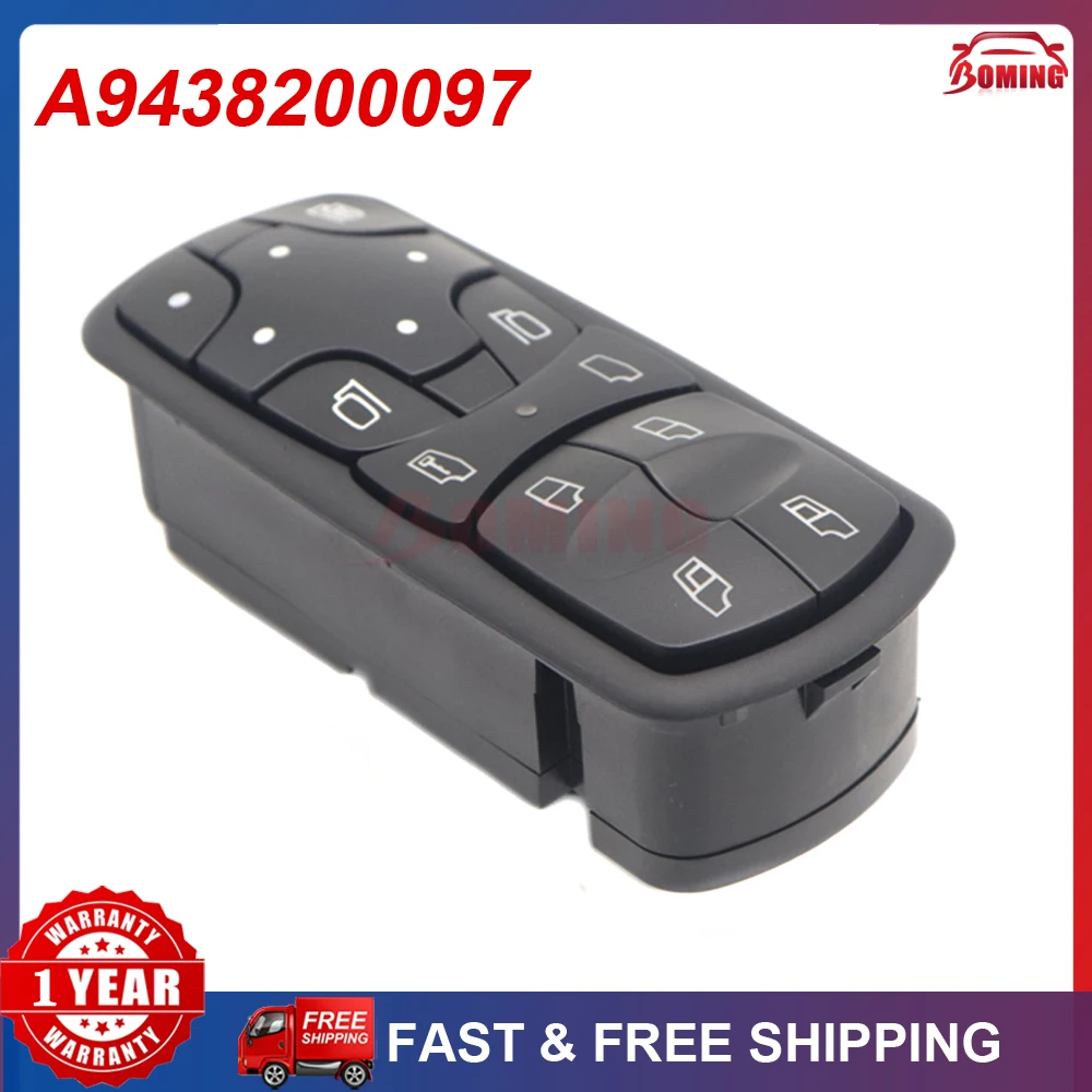 New Black Car Power Window Switch Control Master Switches A9438200097 For Mercedes-Benz Actros 2/3 943.899 9438200097