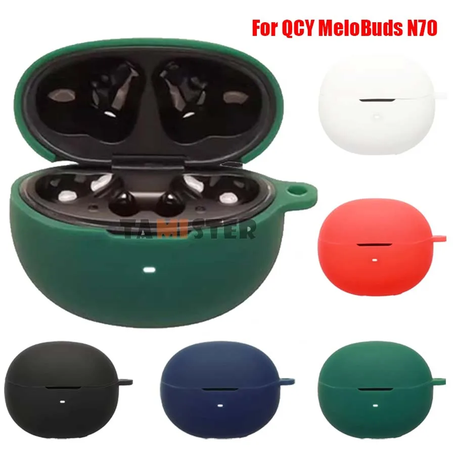 Capa de silicone para qcy melobuds n70 bluetooth fones de ouvido sem fio capa protetora escudo pele protetor com gancho
