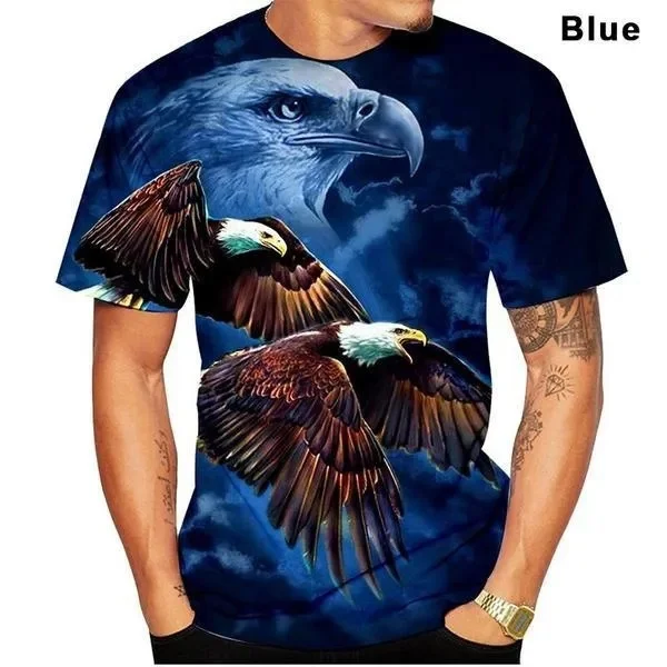 Camiseta con estampado de águila en 3D para hombre y mujer, camisa con gráfico de pájaro nacional de EE. UU., moda urbana de manga corta, Tops casuales de Hip-hop, nueva