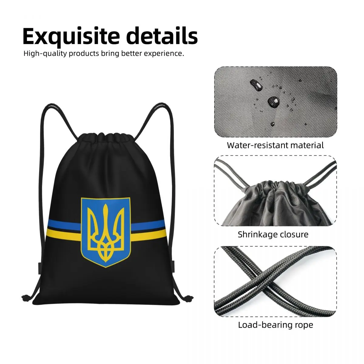 Feel Of Ukraine Stripe Proximity Wstring Sac à dos pour homme et femme, sac de sport de sport, sac d'entraînement Blason 21