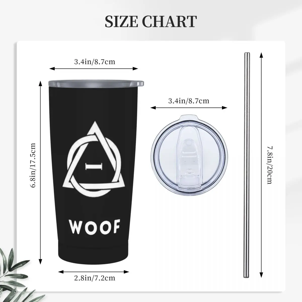 Woof! Therian Therianthropy Symbol Stainless Steel Tumbler Vacuum Insulated Mug Thermal Cold Cups Straw With Lid 20oz