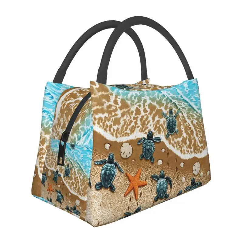 

Custom Ocean Beach Turtles Lunch Bags Men Women Warm Cooler Insulated Lunch Box for Picnic Camping Work Travel