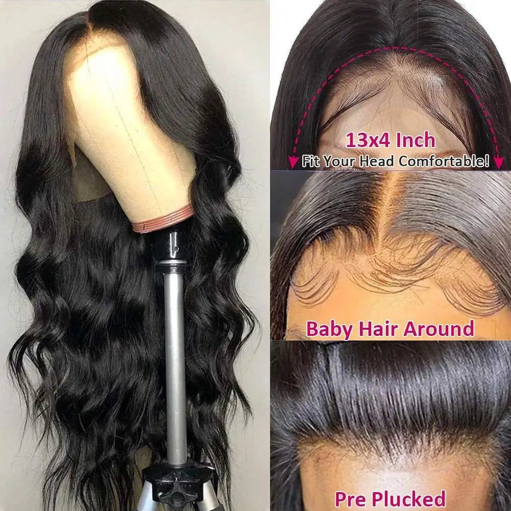 Ulrica 34Inch Lace Front Wigs Human Hair Pre Plucked 180% Density 13x4 HD Body Wave Wig with Baby Natural Hairline For Women