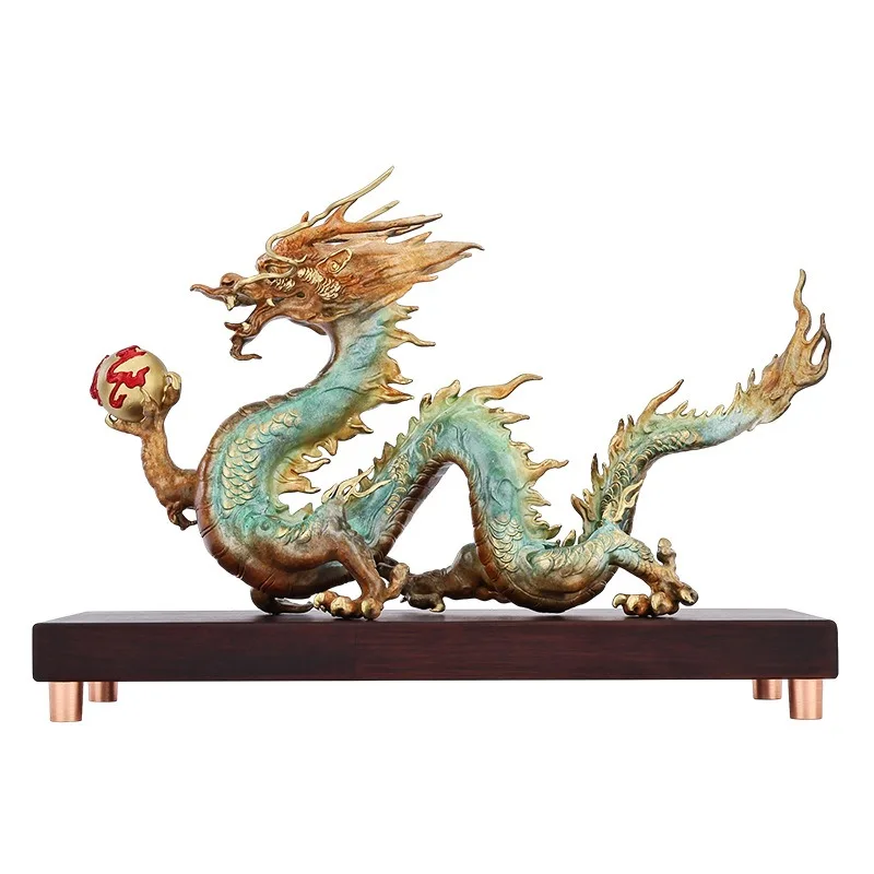 Brass Longteng Four Seas Ornament Home Office Swiss Beast Dragon Crafts Chinese Decoration Opening Gift