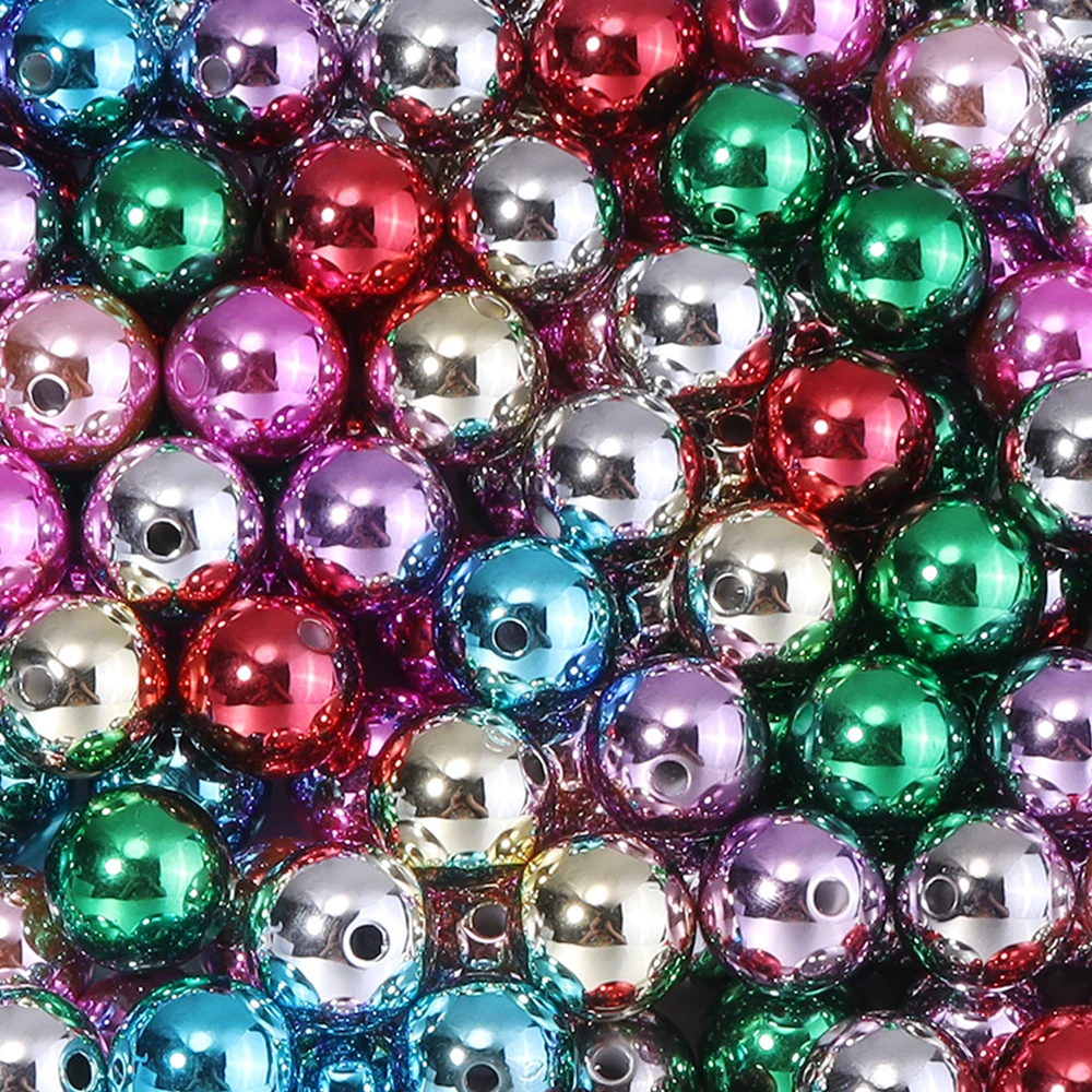 20 Stück UV-Farbige Weihnachts-Acrylperlen, runde lose Spacer-Perlen für die Schmuckherstellung, DIY-Armband- und Halskettenzubehör – Detail 5