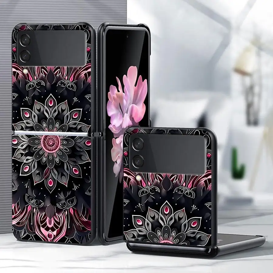 Dark Mandala Florals Phone Cover Case for Samsung Galaxy Z Flip 8 Flip7 FE Z Flip 7 6 5 4 3 Flip5 Flip4 Flip3 Flip6