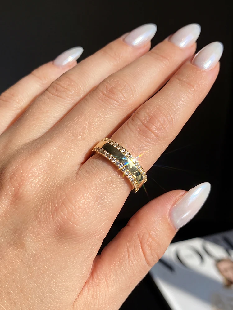 Modische Echte Runde Moissanit-Diamant-Sternscharnier-Eheringe für Frauen Jubiläum Hochwertiger Schmuck – Detail 4