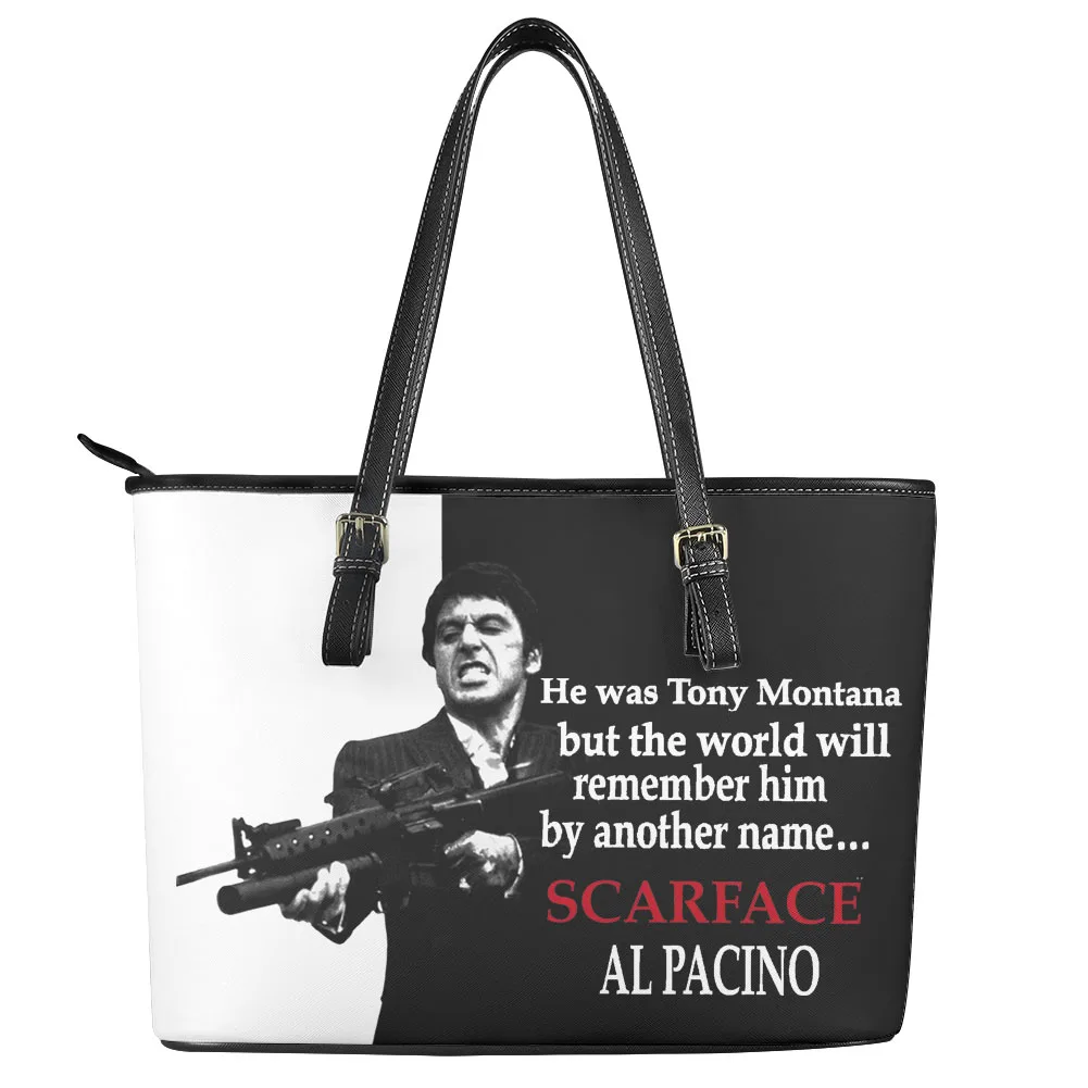 

Сумка Scarface на заказ, женская, с изображением Тони Монтаны из популярного фильма, мужская персонализированная сумка-тоут, сумка через плечо, деловая кожаная сумка, дорожная сумка