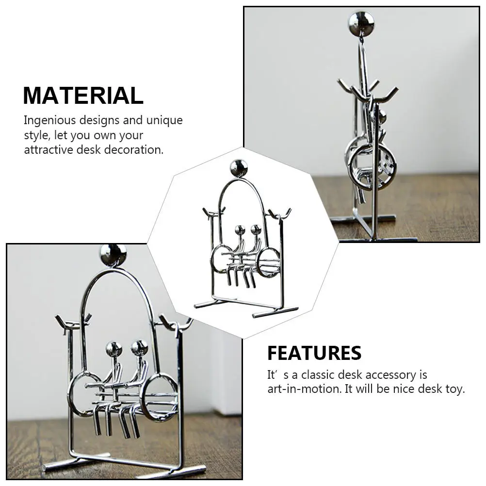 أرجوحة صغيرة للزوجين موازنة سطح المكتب الديكور الحديد الفن بهلوان الفيزياء البندول الحركة مكتب زخرفة #2