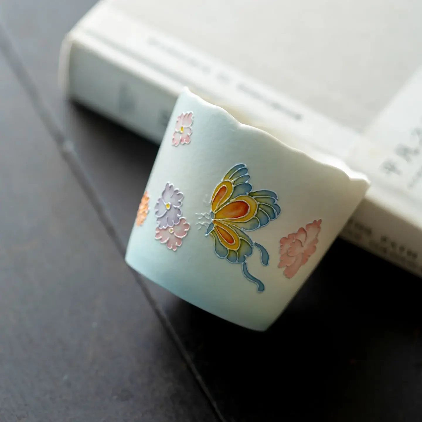 Underglaze Gradient Blue Hand Painted Ceramic Coffee Cup Japanese Yunomi Mug Latte Cup For Home Tea Drinking Daily Drinkware