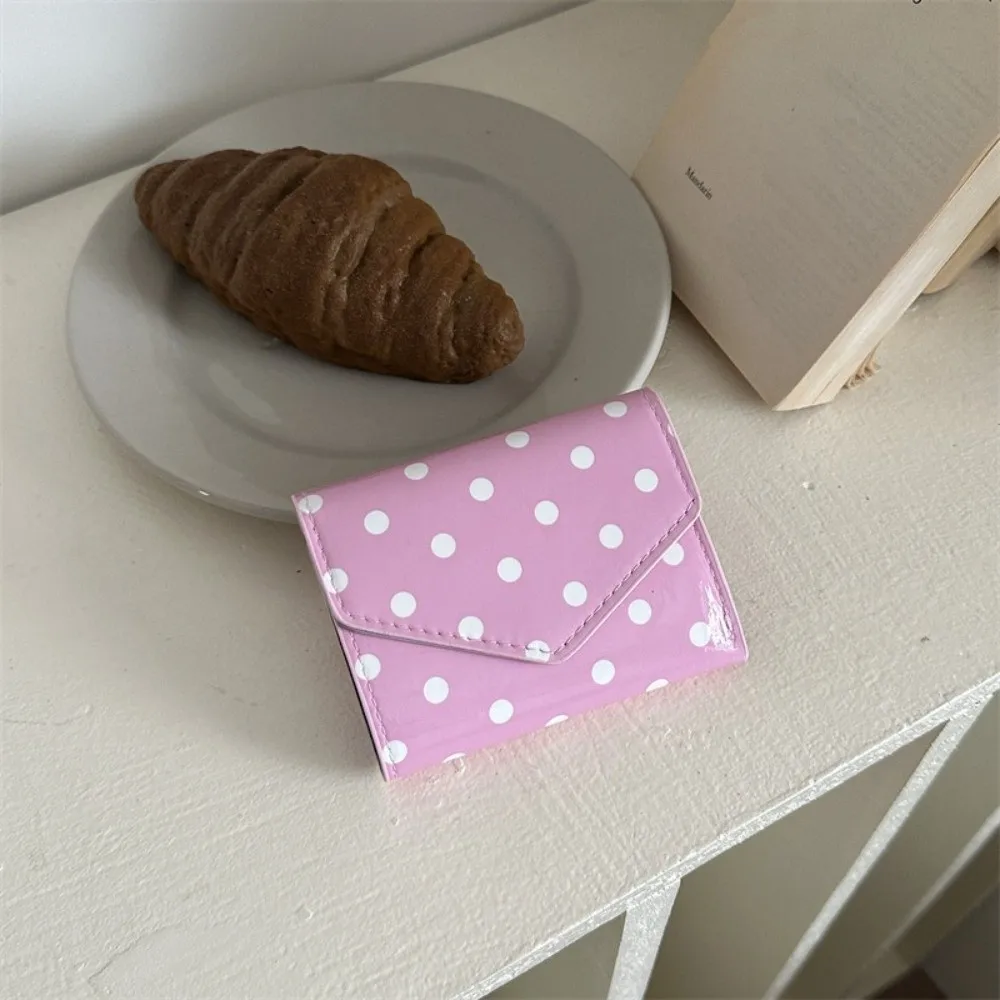 Simple Compact Polka Dot Wallet Smooth Surface Wear Resistant Coin Clutch Purse Zipper Mini Size Women's Card Holder Work