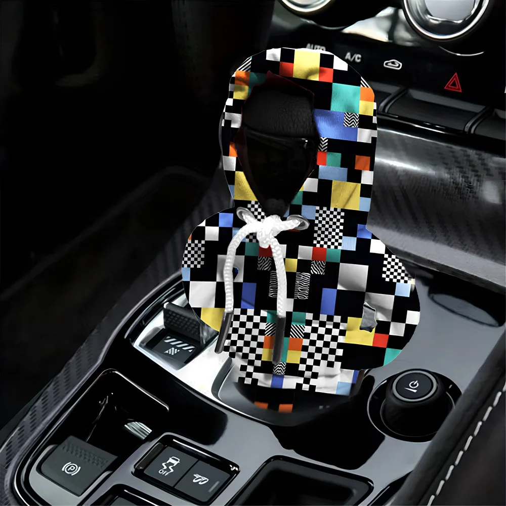 

Mini Mosaic Pattern Car Gear Decoration Hoodie Digital Printing Gear Lever Hood Protective Cover Gear Shift Dust Cover