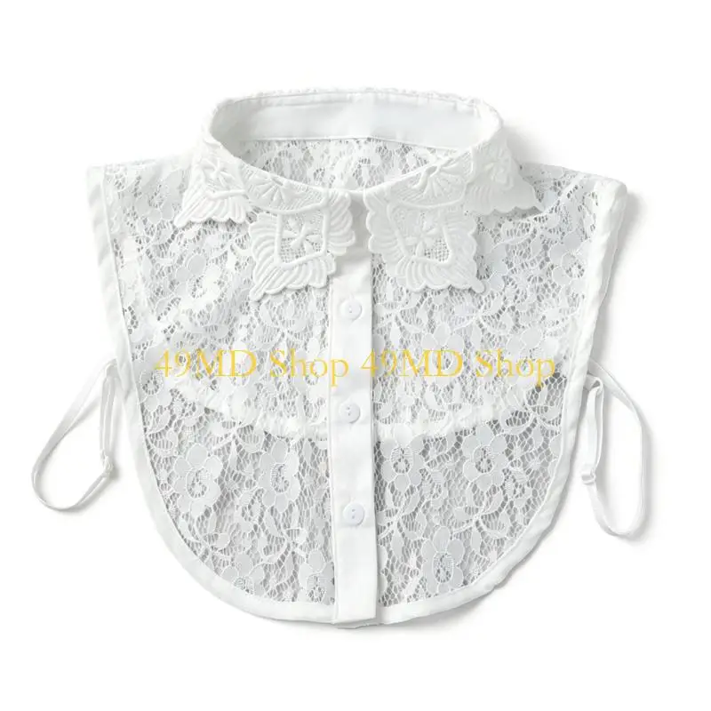 49MD Lace Collar Insert for Women, Detachable Shirt Collar with Openwork Detail for Sweaters Jackets and Dresses