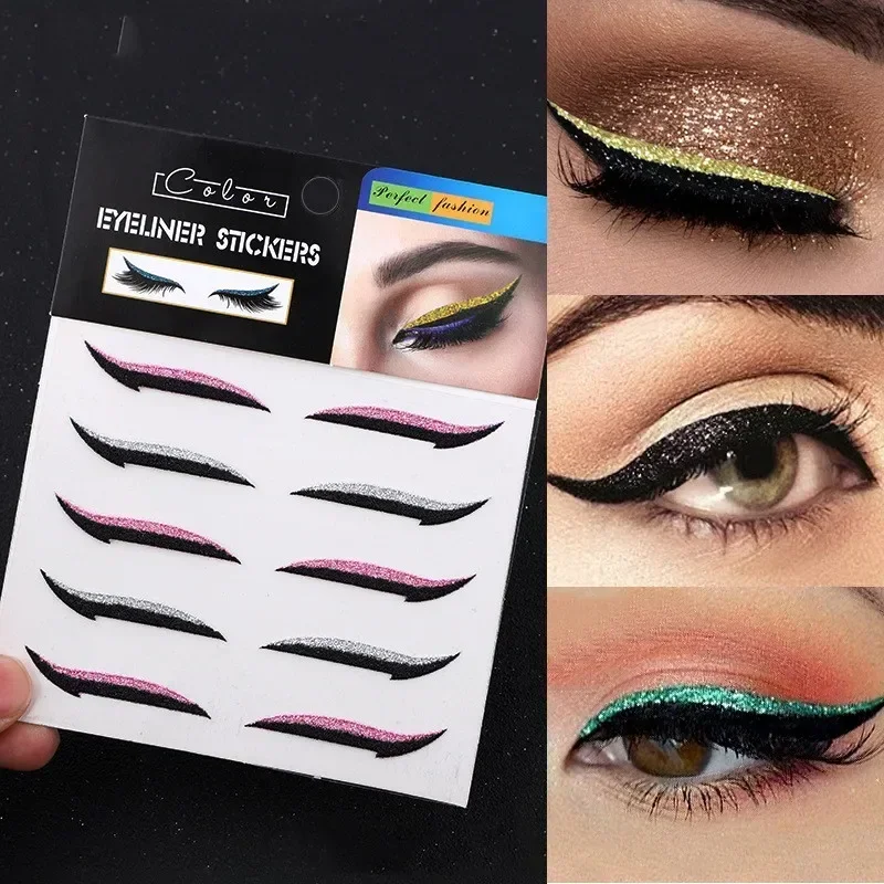 Reusable Eyeliner Sticker Cat Eye Eyelid Line Stick Double Eyelid Self-adhesive Glitter Eyeliner Sticker Lazy Eyes Makeup Tools