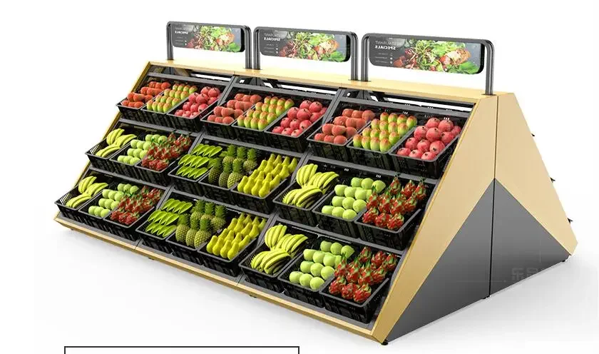 Fruit and vegetable display rack fresh supermarket convenience store fruit and vegetable shelf store gangmu Zhongdao