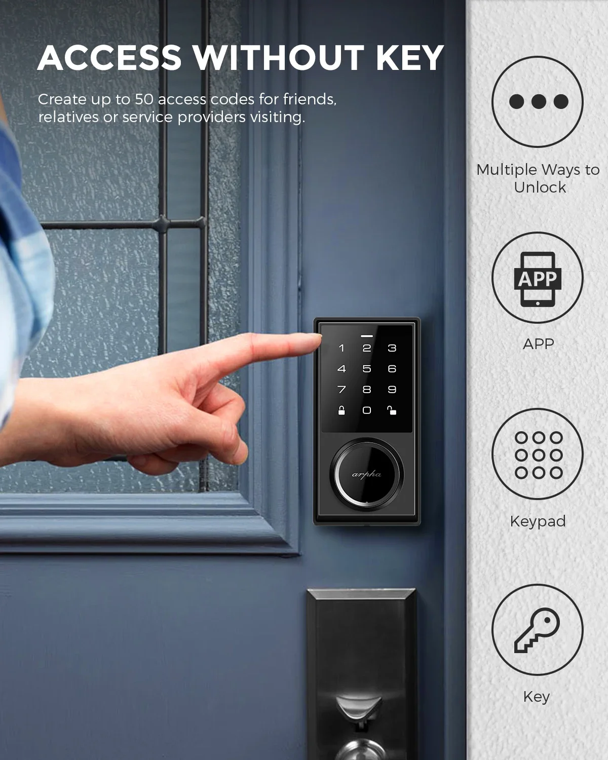 AL302 Deadbolt Smart Lock Entry Door Keyless Wi-Fi App Control Door Lock Smart Glass Door