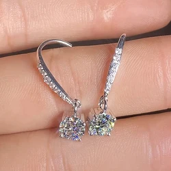 Huitan Simple Elegant Women Dangle Earrings with Crystal Cubic Zirconia Silver Color Fashion Versatile Lady's Jewelry Drop Ship