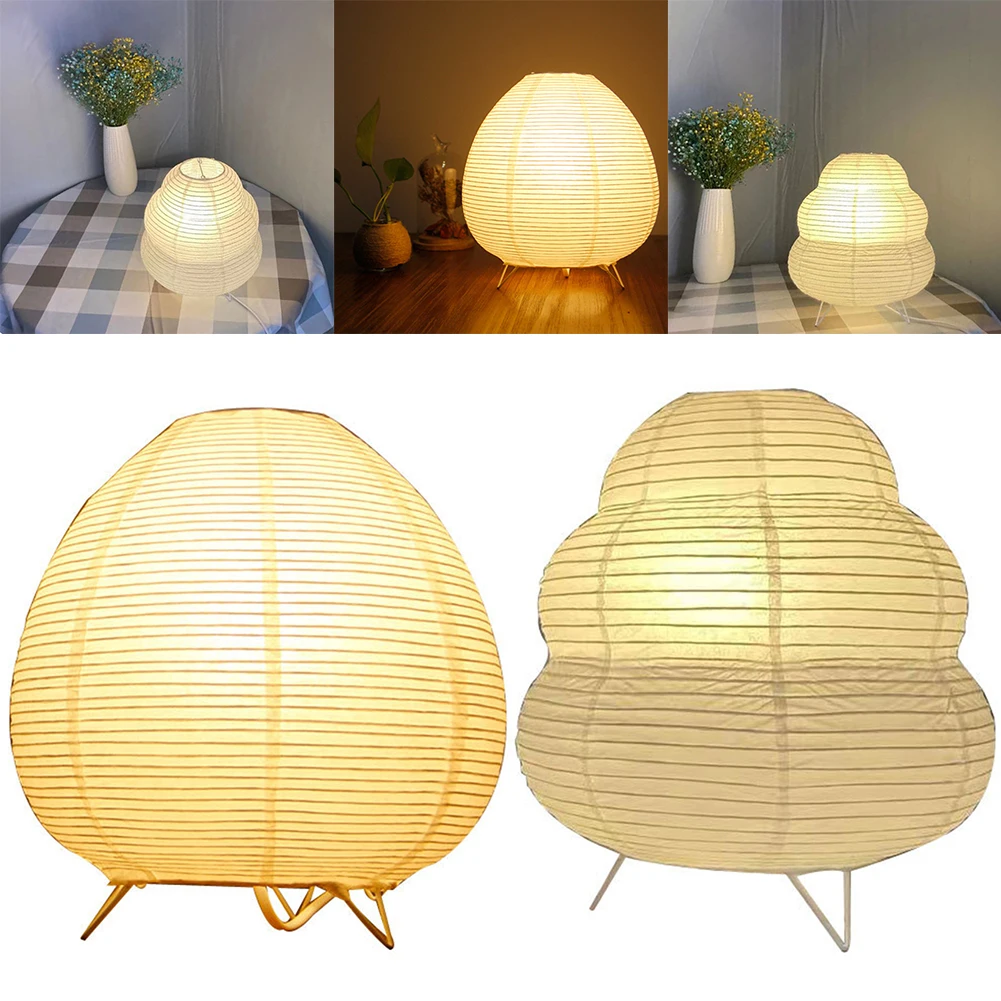 Bedside Study Table Lamp Rice Paper Desktop Decorative Lantern Light Handmade Simple LED Lighting Lamp for Home Decorations