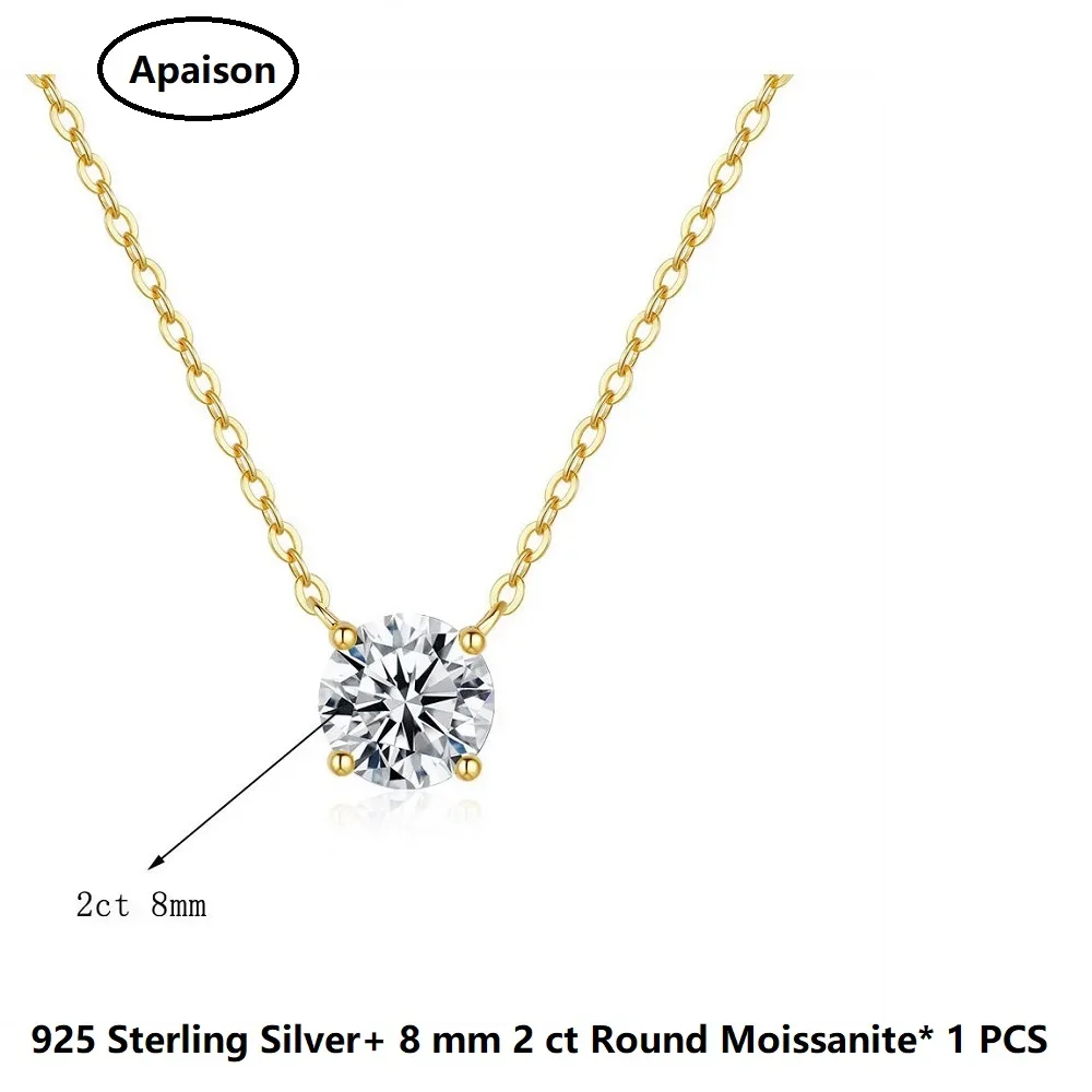 

Apaison Shiny 0.5 ct/1 ct/2 ct Round Moissanite Pendant For Women 14K Gold Plated Necklace Wedding Engagement Prom Party Jewelry
