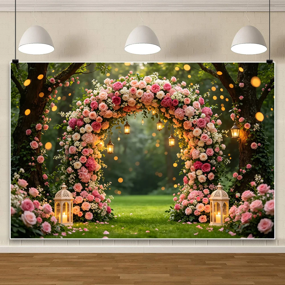 Enchanted Forest Floral Backdrop Greenery Butterfly Path Photography Background Wedding Birthday Baby Shower Photo Booth Decor