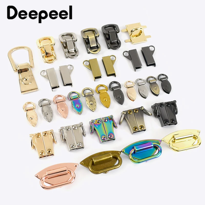 4Pcs Deepeel Color Metal Side Clip Buckles for Bags Chain Connector Handle Buckle Ring Clasp DIY Leather Craft Sewing Accessory